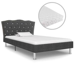 Säng med madrass mörkgrå tyg 90x200 cm