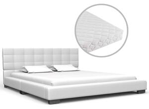 Säng med madrass vit konstläder 140x200 cm