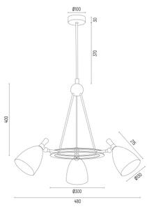 Argon 6149 - Pendelkrona CHARLOTTE 3xE27/15W/230V svart/gyllene