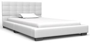 Säng med madrass vit konstläder 90x200 cm
