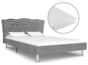 Säng med madrass ljusgrå tyg 120x200 cm