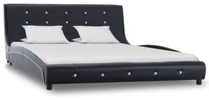 Säng med memoryskummadrass svart konstläder 140x200 cm