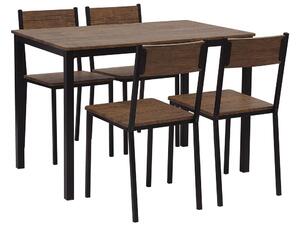 Matgrupp av bord och 4 stolar mörkbrun/svart HAMRY Beliani