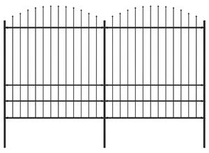 Trädgårdsstaket med spjuttopp stål (1,75-2)x3,4 m svart