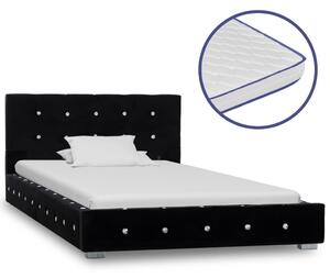 Säng med memoryskummadrass svart sammet 90x200 cm