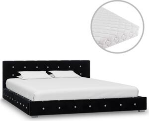 Säng med madrass svart sammet 140x200 cm