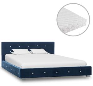 Säng med madrass blå sammet 120x200 cm