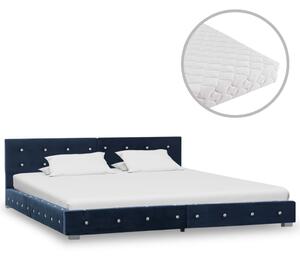 Säng med madrass blå sammet 160x200 cm