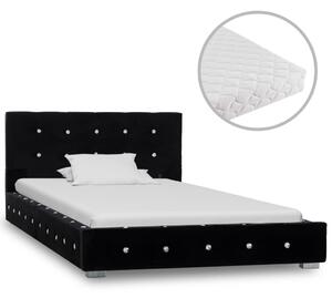 Säng med madrass svart sammet 90x200 cm