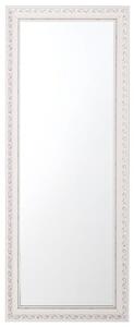 Väggmonterad Hängande Spegel Vit med Silver 50 x 130 cm Vertikal Vardagsrum Sovrum Gesso Finish Beliani