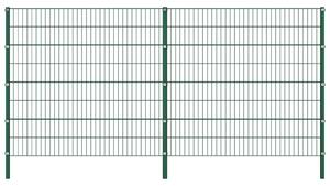 Stängselpanel med stolpar järn 3,4x1,6 m grön