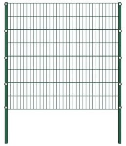 Stängselpanel med stolpar järn 15,3x1,6 m grön