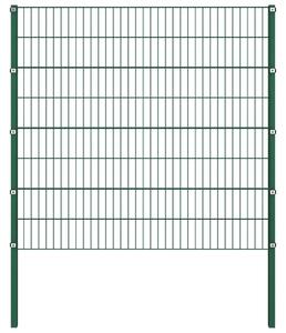 Stängselpanel med stolpar järn 5,1x1,6 m grön