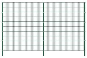 Stängselpanel med stolpar järn 3,4x2 m grön