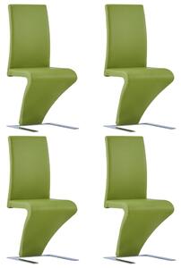 Matstolar med sicksack-form 4 st grön konstläder