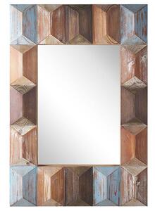 Spegel Flerfärgad Handgjord Träram Rektangulär 63 x 90 cm Boho Modern Beliani