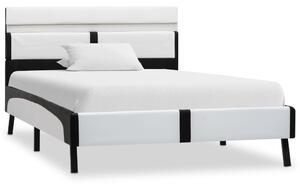 Sängram med LED vit och svart konstläder 90x200 cm