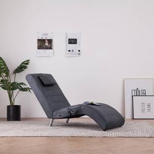 Massageschäslong med kudde grå konstmocka