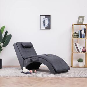 Massageschäslong med kudde grå konstmocka