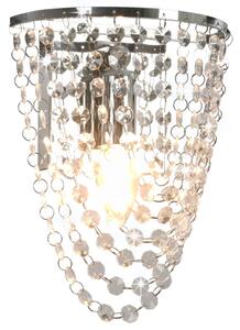 Vägglampa med kristallpärlor silver oval E14-lampor