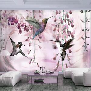 Fototapet - Flying Hummingbirds (Pink) - 100x70
