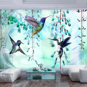 Fototapet - Flying Hummingbirds (Green) - 100x70