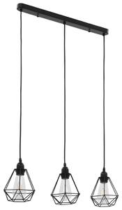 Taklampa med diamantdesign svart 3 x E27-lampa