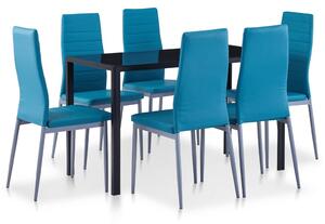 Matbord och stolar 7 delar blå