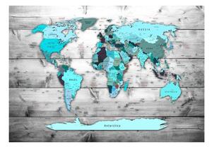 Fototapet - World Map: Blue Continents - 150x105