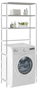 Hylla för tvättmaskin med 3 hyllplan silver 69x28x169 cm