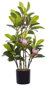 Konstgjord Magnolia Grön och Rosa Syntetiskt Material 70 cm Dekorativ Inomhus Tillbehör Beliani
