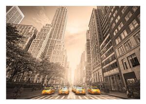 Fototapet - New York taxi - sepia - 100x70
