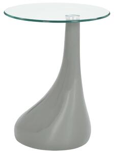 Soffbord med rund glasskiva högglans grå