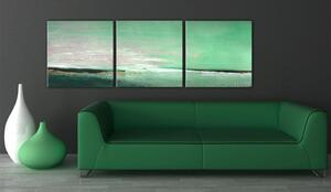 Handmålad tavla - Sea-grön kust - 150x50 cm
