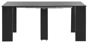 Utdragbart matbord svart högglans 175x90x75 cm
