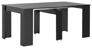 Utdragbart matbord svart högglans 175x90x75 cm