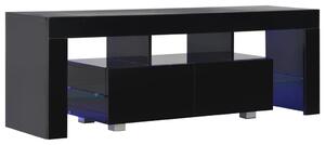 TV-bänk med LED-lampor högglans svart 130x35x45 cm