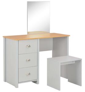 Sminkbord med spegel och pall grå 104x45x131 cm