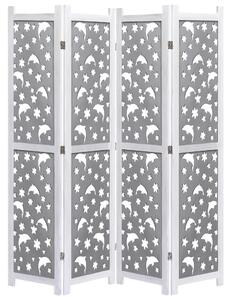 Rumsavdelare 4 paneler grå 140x165 cm massivt trä