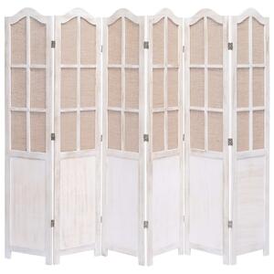 Rumsavdelare 6 paneler vit 210x165 cm tyg