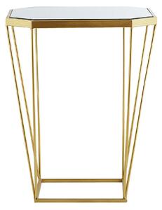 Set med 2 sidobord Metall Guld Bas Glas Speglad Rund Top Dekorativ Glam Beliani