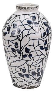 Blomvas 20 cm keramik vit/marinblå MALLIA Beliani