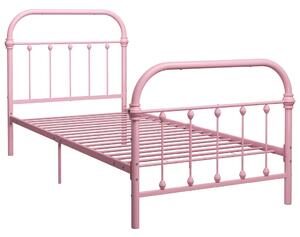 Sängram rosa metall 100x200 cm
