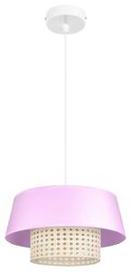 Ljuskrona med snöre CONA 1xE27/60W/230V d. 35 cm rosa ratan