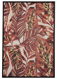 Inramad Tavla Röd 63 x 93 cm Botaniskt tryck på papper Palmblad Beliani
