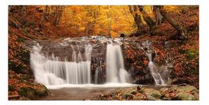 Fototapet XXL - Autumn landscape: waterfall in forest - 550x270