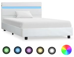 Sängram med LED vit konstläder 90x200 cm