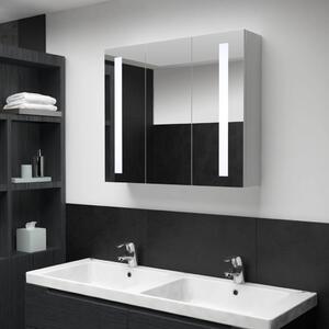 Badrumsskåp med spegel LED 89x14x62 cm