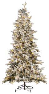 Konstgjord julgran Vit Syntetmaterial 210 cm Gångjärnsförsedda grenar LED-belysning Julpynt Högtid Beliani