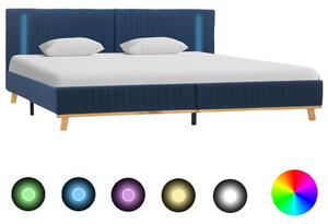 Sängram med LED blå tyg 180x200 cm